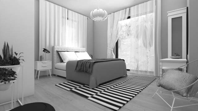 עיצוב פנים של חדר שינה עם משקפי מציאות מדומה