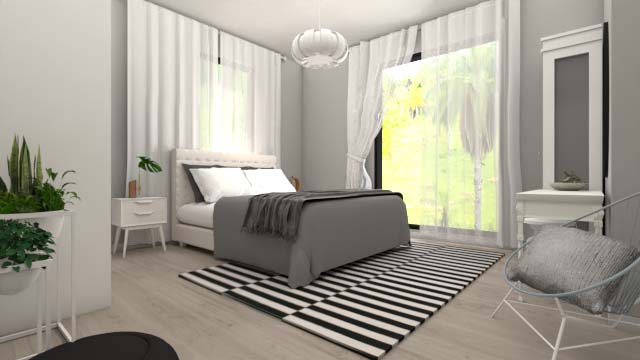 עיצוב פנים של חדר שינה עם משקפי מציאות מדומה