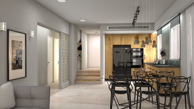עיצוב פנים של חדר מגורים עם משקפי מציאות מדומה